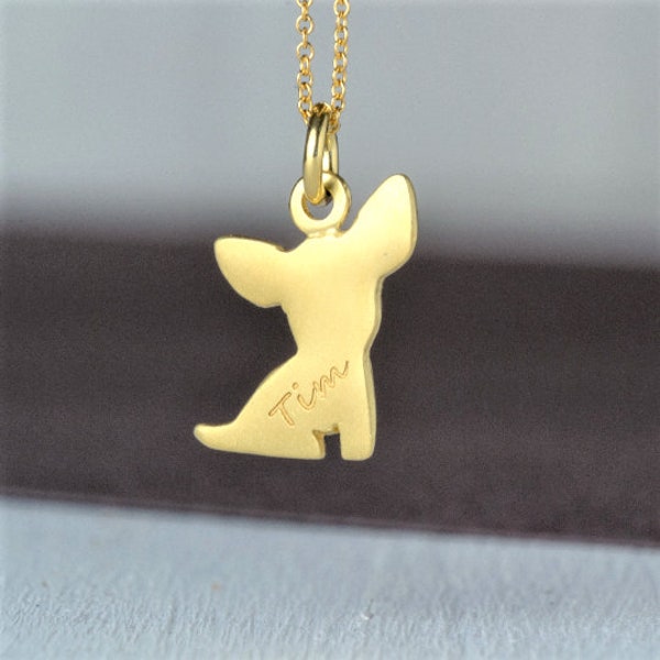 Collier chihuahua personnalisé en or massif / pendentif chien / bijoux pour animal de compagnie / cadeau commémoratif