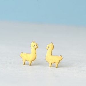 Sterling Silver Alpaca Earrings / Llama Studs / Minimal Jewelry / Gift for Kids Teens Mom image 4
