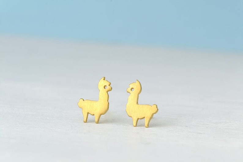 Sterling Silver Alpaca Earrings / Llama Studs / Minimal Jewelry / Gift for Kids Teens Mom image 4