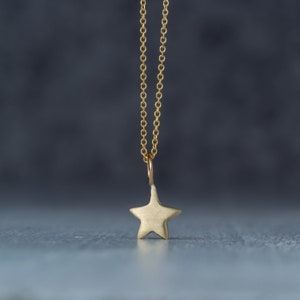 Solid Gold Tiny Star Necklace / Celestial Pendant / Valentine dainty Charm image 3