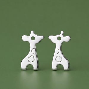 Sterling Silver Giraffe Stud Earrings, Unique Animal Jewelry, 137G