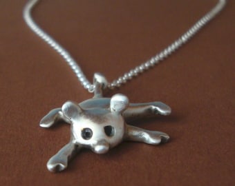 Baby Possum Necklace / Mouse Charm in Sterling Silver / Animal Jewelry