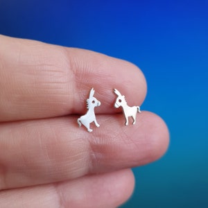 Tiny Donkey Earrings / Fun Sterling Silver Mule Studs / Everyday Minimal Jewelry image 3