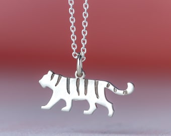 Sterling Silver Tiger Necklace / Animal Jewelry / Unisex Pendant
