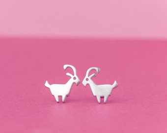 Goat Earrings / Ram Studs / sterling silver Aries zodiac sign / Personalized Jewelry