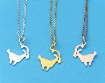 Goat Necklace Ram Aries Necklace Zodiac Sign Farm Animal Pendant Sterling Silver Kids Teen Jewelry pendant charm Birthday gift