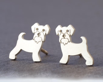 Schnauzer Earrings / Dog Studs / Sterling silver / Pet lover gift / E142
