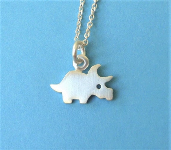 Small Triceratops Necklace Cute Dinosaur Pendant Sterling Silver Gift for Boys Girls Etsy Canada