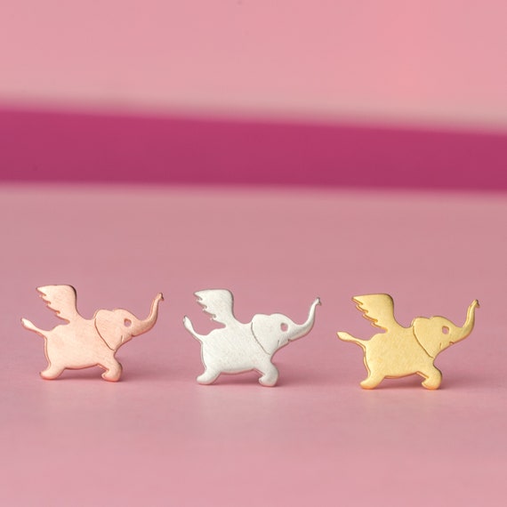 Rose gold elephant on sale earrings