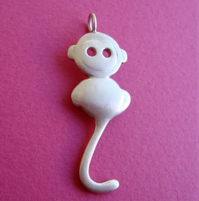 Monkey Necklace Sterling Silver / Monkey Pendant for Girls Etsy