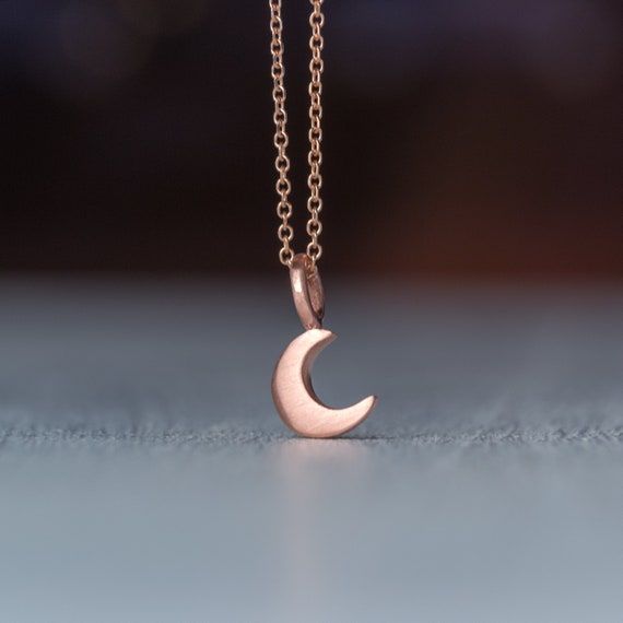 Solid Gold Extra Tiny Moon Necklace Crescent Moon Necklace 14k