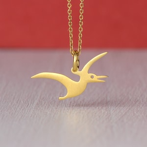 Pterodactyl Dinosaur Necklace in Sterling Silver / Jurassic Park Pendant / For Boys , Girls