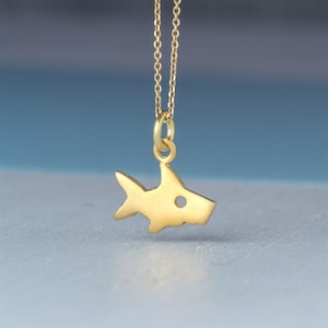Tiny Solid Gold Shark Necklace / Ocean lover / Animal 14k  Pendant / Gift Unisex / US DUTIES PREPAID