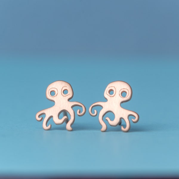 Octopus Earrings Sterling Silver / Beach Jewelry / Sea Animal Studs