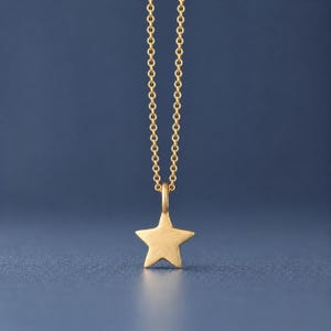 Solid Gold Tiny Star Necklace / Celestial Pendant / Valentine dainty Charm / 299D-GD