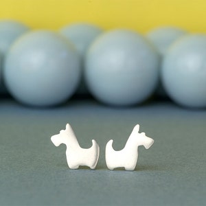 Tiny Scottie Earrings / Scottish Terrier Dog Studs in Sterling Silver / Pet Lover Gift image 2