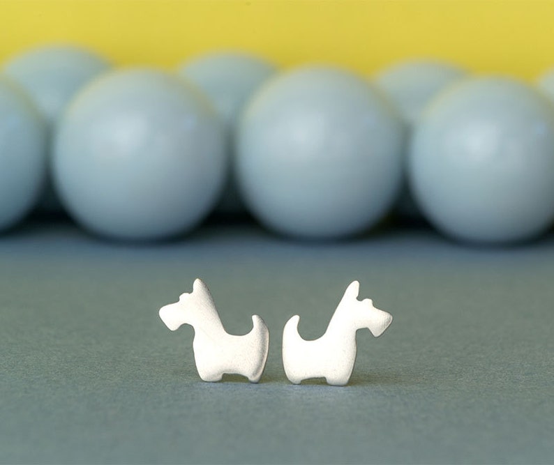 Tiny Scottie Earrings / Scottish Terrier Dog Studs in Sterling Silver / Pet Lover Gift image 2