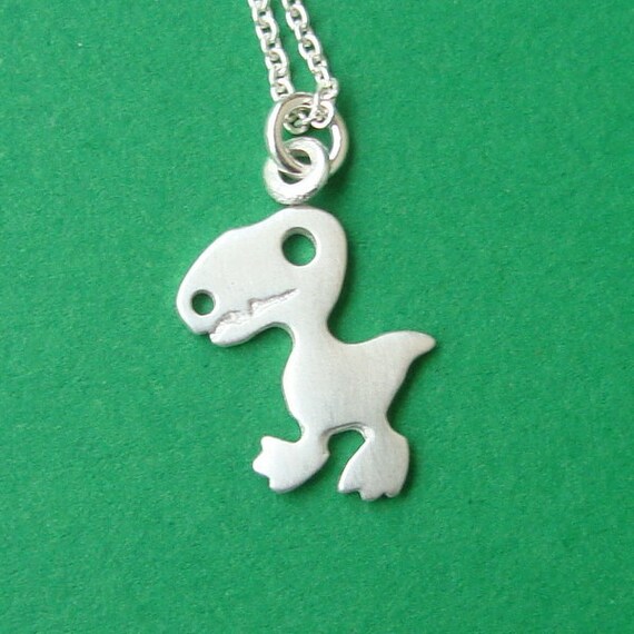 T rex Necklace in Sterling Silver Quirky Dinosaur Pendant Fun