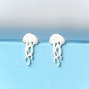 Jellyfish Earrings Sterling Silver /  Tiny Sea Animal Studs / Minimal Gift for Kids