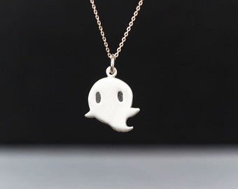 Ghost Necklace Kids Halloween Necklace Ghost spirit pendant sterling silver gift kids Birthday gift Jewelry Birthday Necklace