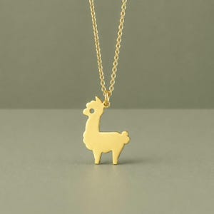 Collar de alpaca de oro macizo / Colgante de llama de 14k / Collar para mascotas / JP1079-GD