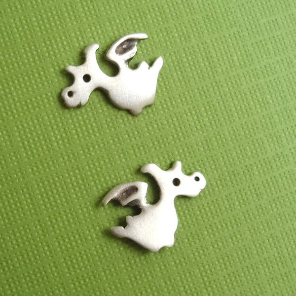 Dragon Earrings / animal stud sterling silver / Handmade gold dragons / gift for dragon lovers