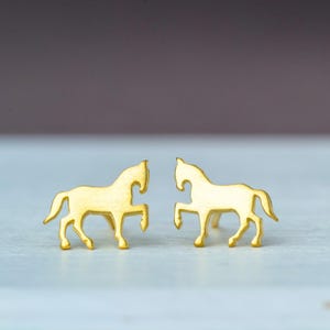Solid Gold Horse Earrings / Equestrian studs / 14k Animal Earrings