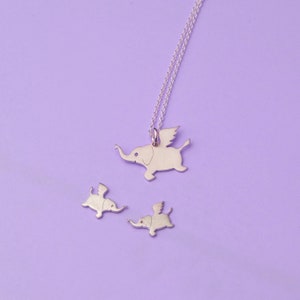 Flying Elephant Necklace / Sterling Silver Kids Pendant / New Mother Gift image 5