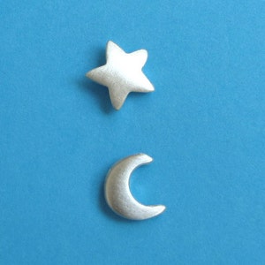 Tiny Crescent Moon Stud Earrings Star StudEarring Sterling Silver Star Stud Everyday Earrings Simple dainty earrings Birthday gift image 5