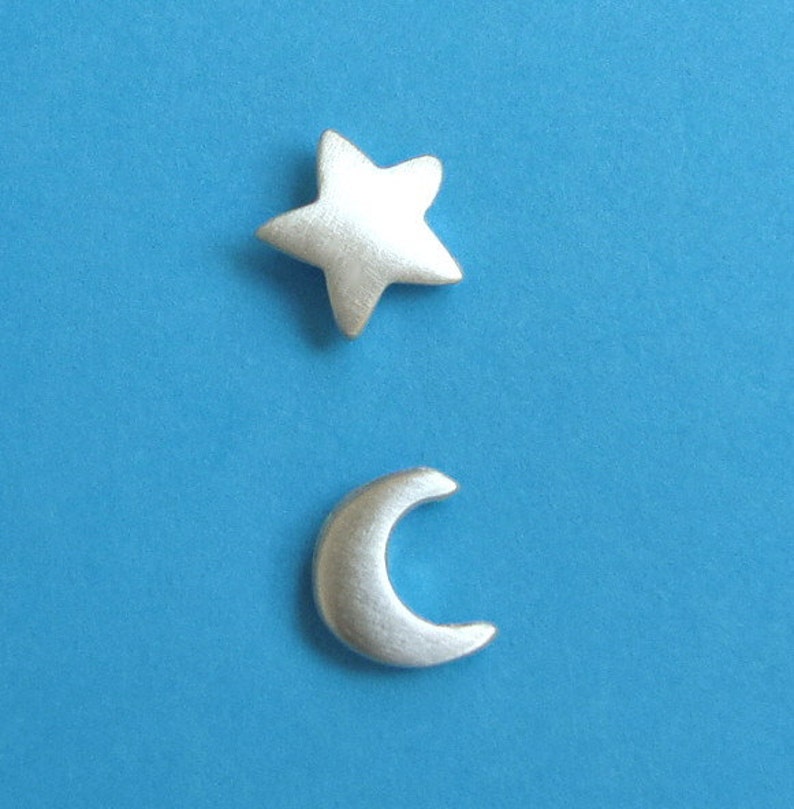 Tiny Crescent Moon Stud Earrings Star StudEarring Sterling Silver Star Stud Everyday Earrings Simple dainty earrings Birthday gift image 5