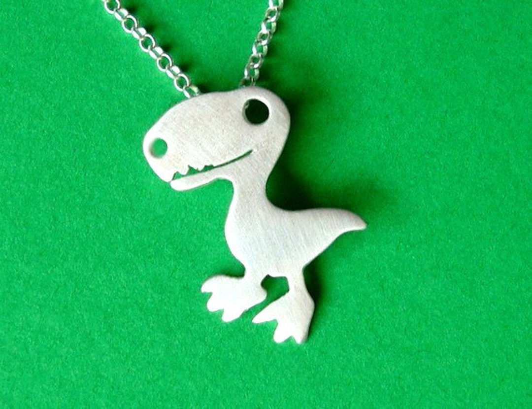 SALE Dinosaur Necklace T Rex Necklace Dino Pendant Sterling Silver Teen
