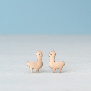Sterling Silver Alpaca Earrings / Llama Studs / Minimal Jewelry / Gift for Kids Teens Mom image 5