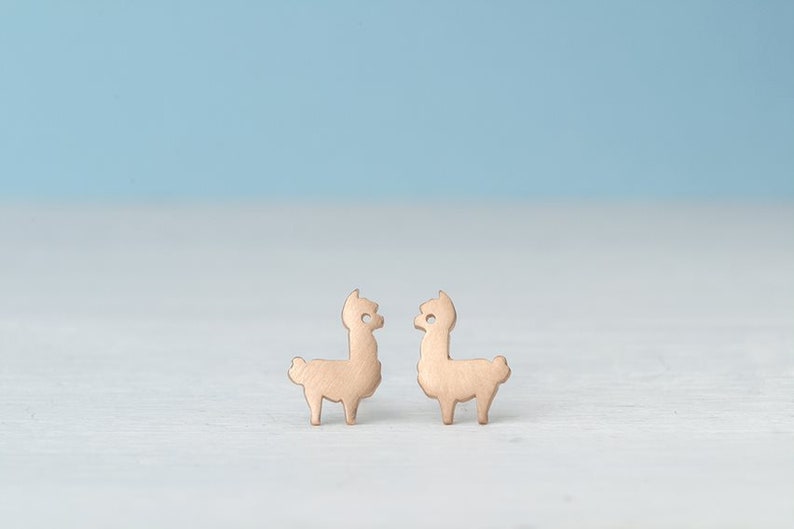 Sterling Silver Alpaca Earrings / Llama Studs / Minimal Jewelry / Gift for Kids Teens Mom image 5