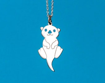Sterling Silver Otter Necklace / Gold Sea Otter pendant / Kids jewelry