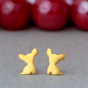 Orecchini Chihuahua in oro massiccio: orecchini minimalisti per animali domestici / E29-GD