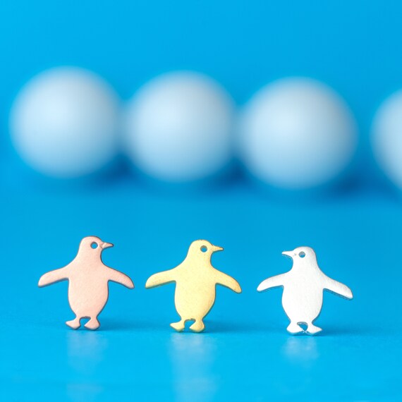 Orecchini A Perno In Argento 925 A Forma Di Pinguino Blu - Gioielli Simpatici Per Donna E Bambina In Confezione Regalo - 3