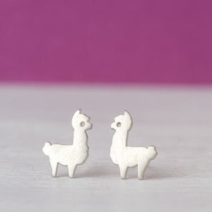 Sterling Silver Alpaca Earrings / Llama Studs / Minimal Jewelry / Gift for Kids Teens Mom