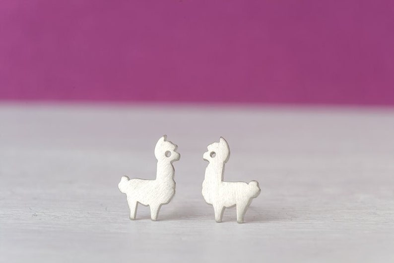 Sterling Silver Alpaca Earrings / Llama Studs / Minimal Jewelry / Gift for Kids Teens Mom