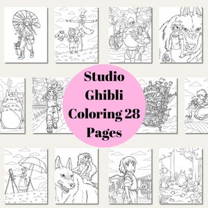 Studio Ghibli Coloring Pages,Printable Coloring pages,28 coloring pages,Studio Ghibli Totoro,Digital Download,Cute coloring sheets Kids
