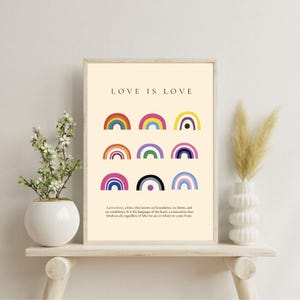 Love is Love Pride Gift Gender Pride Flag, LGBT Rainbow Love is Love Wall Art Pride Wall Art Love is Love Quote Art Print Gay Pride Wall Art