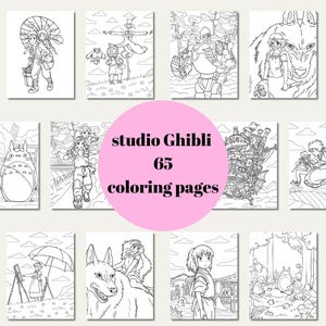 Studio Ghibli Coloring Pages,Printable Coloring pages,65 coloring pages,Studio Ghibli Totoro,Digital Download,Cute coloring sheets Kids