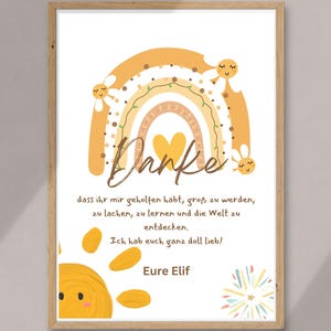 Personalisierte Dankeskarte als A4 Poster – Abschiedsgeschenk Kita Kind – Sofort-Download