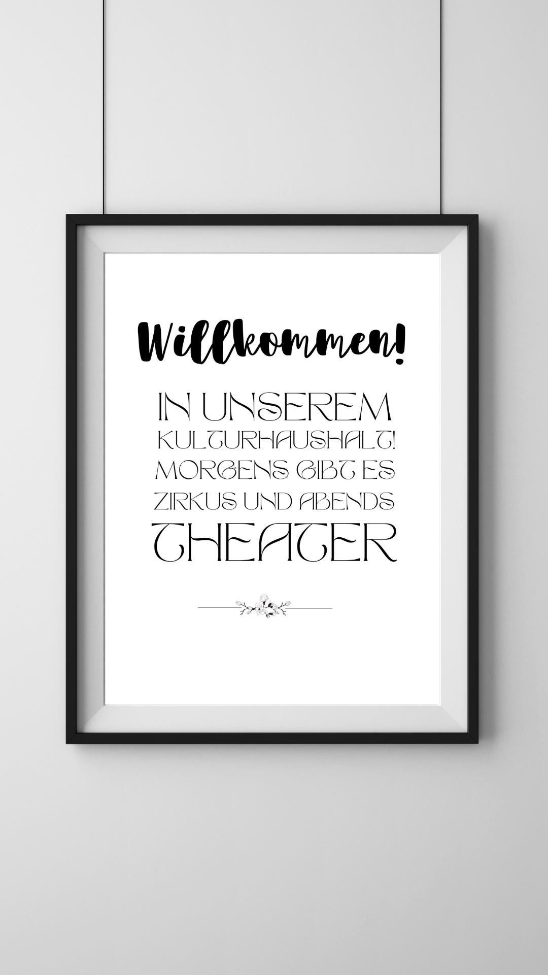 Willkommen Poster zum Ausdrucken – Lustiger Familien-Spruch | Digitaler