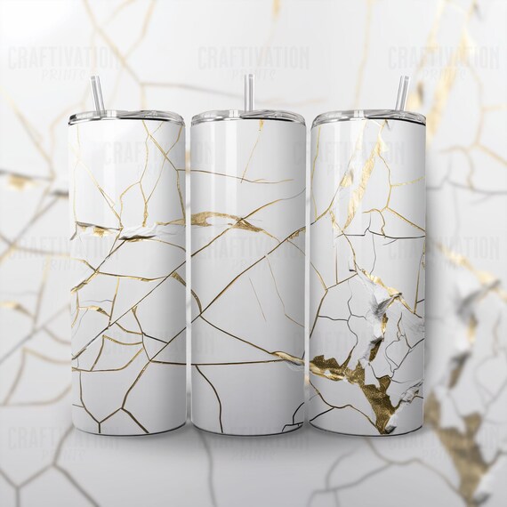 Polar White Kintsugi Tumbler: 20oz Insulated Stainless Steel With