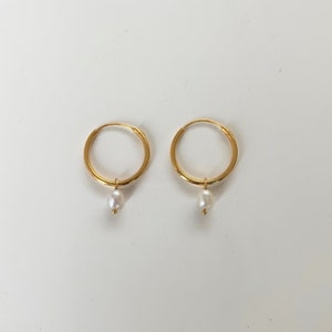 Simple Pearl Hoop Earring image 1