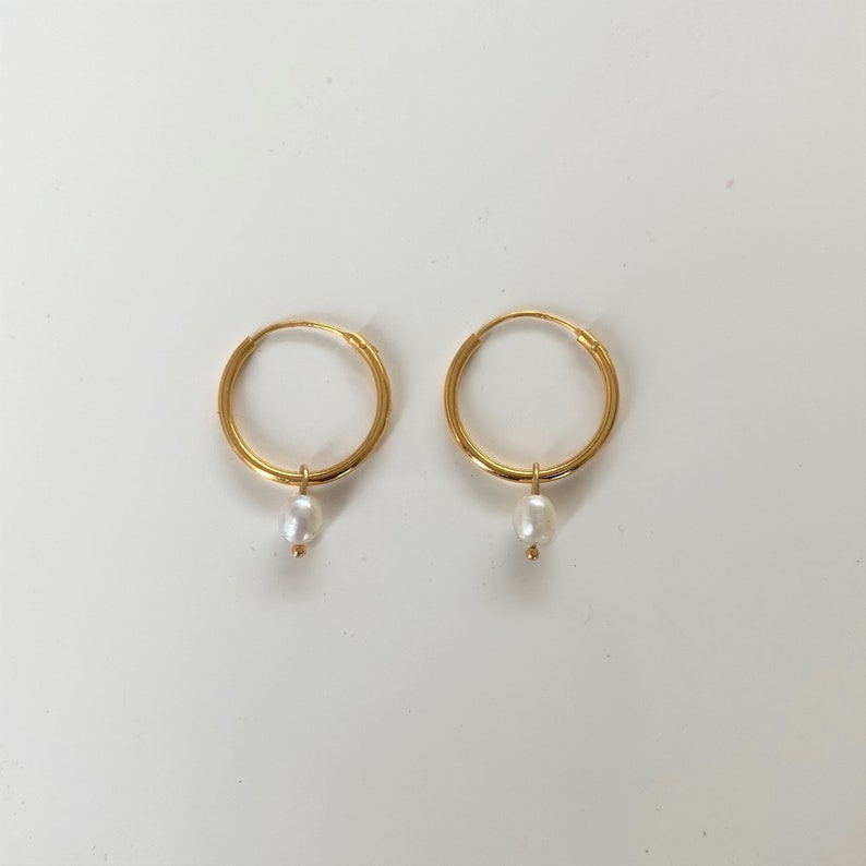 Simple Pearl Hoop Earring image 1