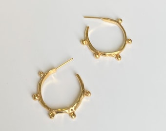 Small Crumpled Dot Hoops