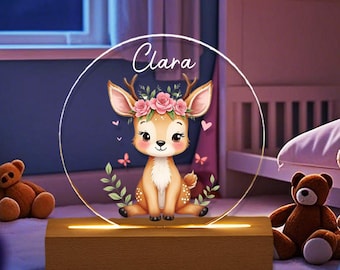 Personalized Baby Deer Night Light, Custom Nursery Decor