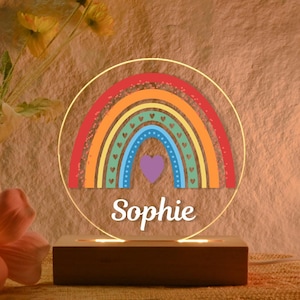 Personalized Rainbow Night Light, Custom Baby Name Frame, Nursery Light Gift, Birthday Gift for Kids, LED Lamp, Bedroom Decor, Nursery Decor