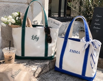 Custom Name Canvas Tote Bag, Embroidered Shoulder Tote Bag, Travel Large Carryall Bag, Gift for Her, Birthday Gift, Christmas Gifts 2026